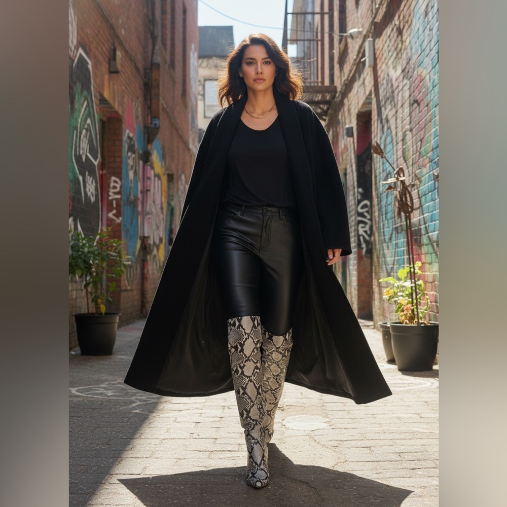 Eileen Fisher black vintage fleece oversized duster Outerwear Sz S